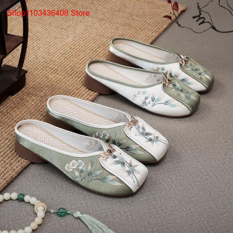 새로운 자수 슬리퍼, 여성용 홈 플랫 천 신발, 민족풍 - New Ethnic Fashion 리뷰 및 가격